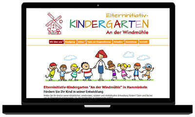 Screenshot von der Webssite des Kindergartens an der Windmühle